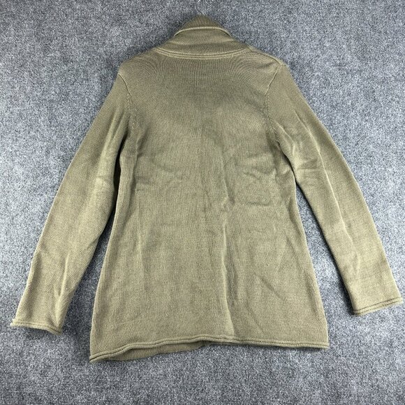 J Jill Sweater Womens Medium Green Cardigan Long Sleeve BUtton Up Collar Pockets - Picture 8 of 9